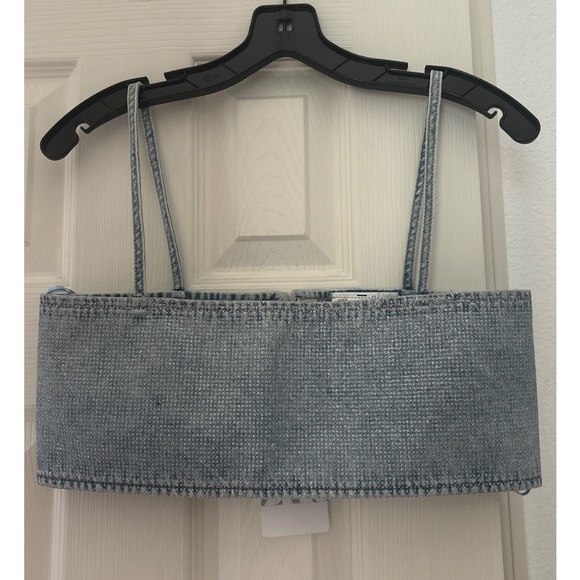 Zara rhinestone denim crop top - Picture 8 of 11